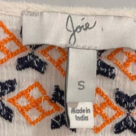 JOIE Nira Geo Cotton Embroidered Peasant Top - Picture 8 of 10